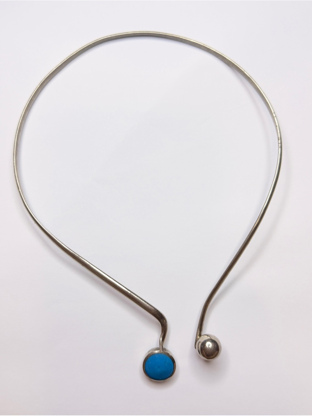 Open Collar Necklace with Turquoise Accent